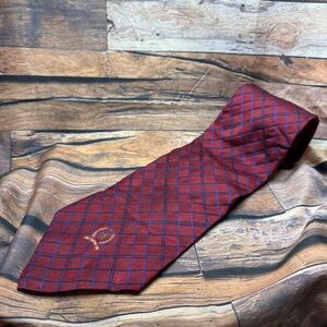 Vintage Tommy Hilfiger Red Plaid Check Men's Silk Necktie Made in USA Business